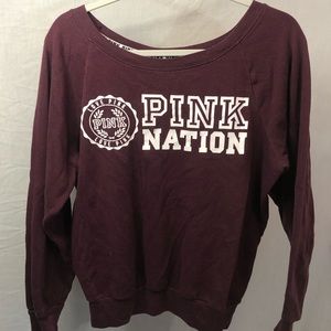 Victoria’s Secret PINK wide crew neck sweatshirt maroon